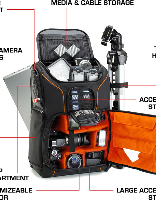 Load image into Gallery viewer, Camera Backpack for Photographers Dslr/Slr/Mirrorless Camera Bag with Laptop Slot, Rain Cover, Tripod Holder
