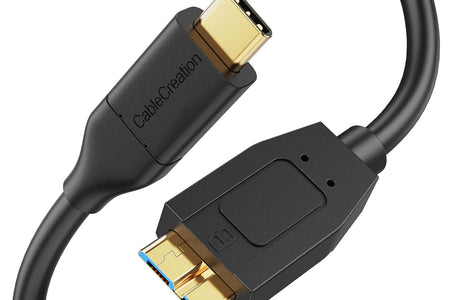 USB C Hard Drive Cable 4FT, USB 3.1 C to Micro B Cable 10Gbps, USB Micro B to USB C to Hard Drive Cable Compatible with Macbook Pro Air Galaxy S5 My Passport Elements Etc, 1.2M Black
