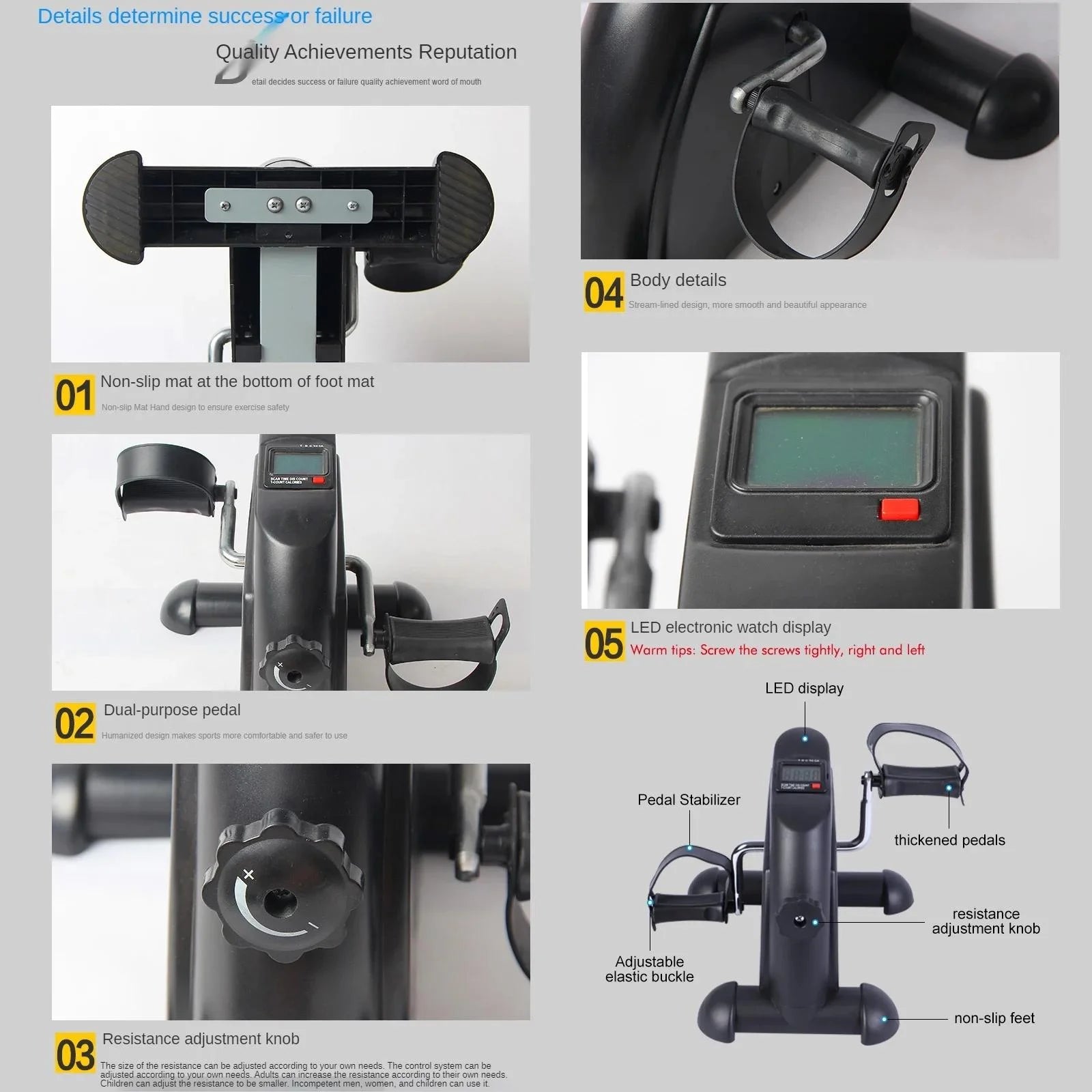 Ejercitador De Pedal De Bicicleta De Escritorio, Ejercicio De Interior De Mini Exercise Bike Stepper, Ejercitador De Pedal De Bicicleta Para Ancianos Debajo Del Equipo De Fitness De Escritorio Con Pantalla LCD