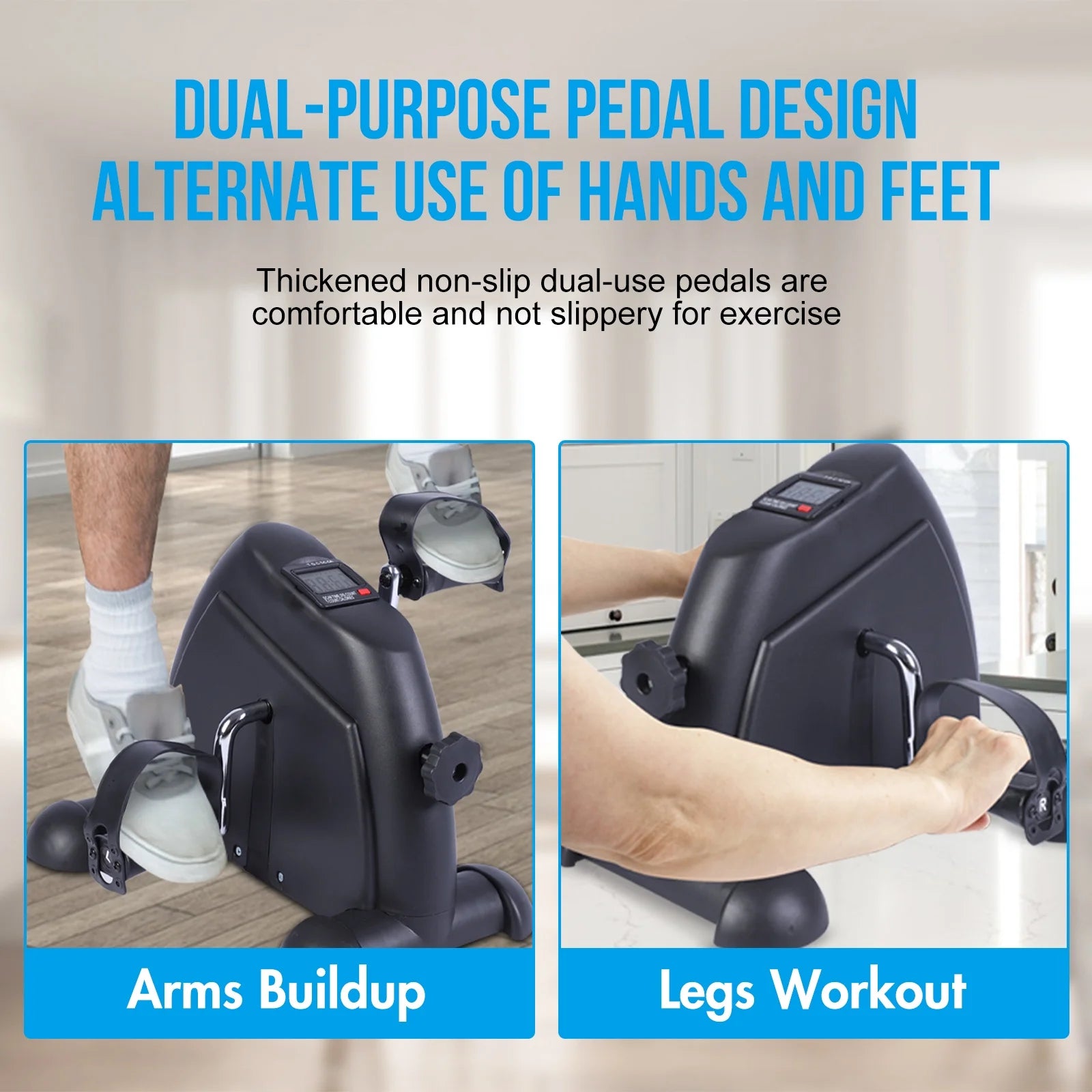 Ejercitador De Pedal De Bicicleta De Escritorio, Ejercicio De Interior De Mini Exercise Bike Stepper, Ejercitador De Pedal De Bicicleta Para Ancianos Debajo Del Equipo De Fitness De Escritorio Con Pantalla LCD