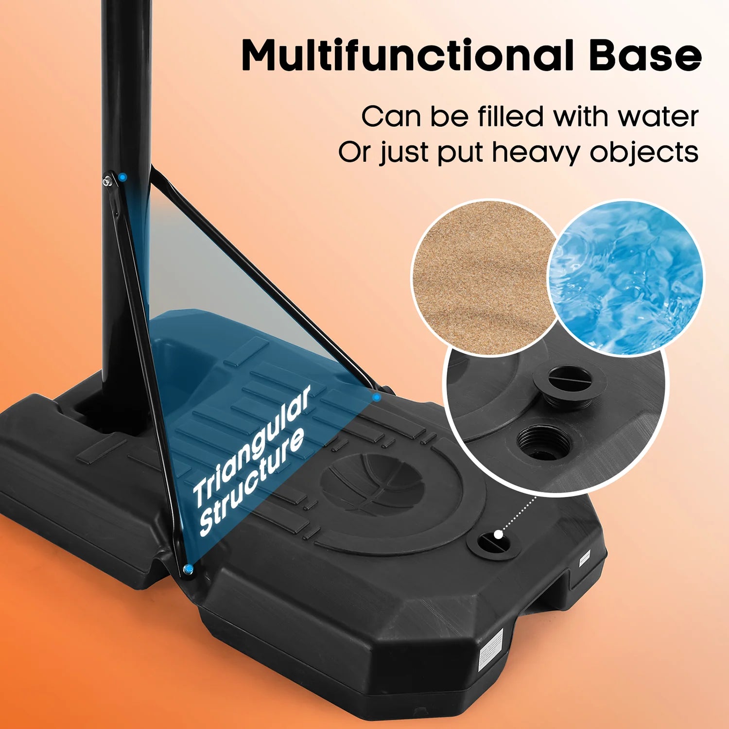 Maxkare 6.56'-10' Altura Ajustable 44" Sistema Basketball Portátil Para Exteriores Duradero (Adulto)