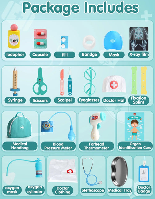 Load image into Gallery viewer, Doctor Kit for Kids Realistic, 36PCS Kids Doctor Kit Wooden, Doctor Pretend Playset
