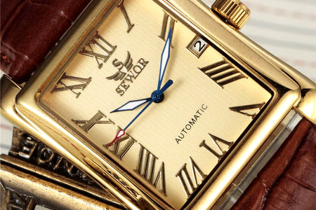 SEWOR Luxury Men Watches Fashion Rectangle Watches Men Gold Automatic Mechanical Watches Men Man Watches Relogio Masculino