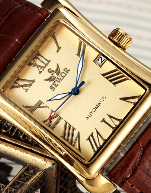 Load image into Gallery viewer, SEWOR Luxury Men Watches Fashion Rectangle Watches Men Gold Automatic Mechanical Watches Men Man Watches Relogio Masculino
