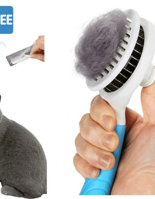 Load image into Gallery viewer, Dog &amp; Cat Grooming Brush, Self Cleaning Slicker Brushes for Dogs Cats Pet Grooming Brush Tool Gently Removes Loose Undercoat, Mats Tangled Hair Slicker Brush for Pet with Flea Comb
