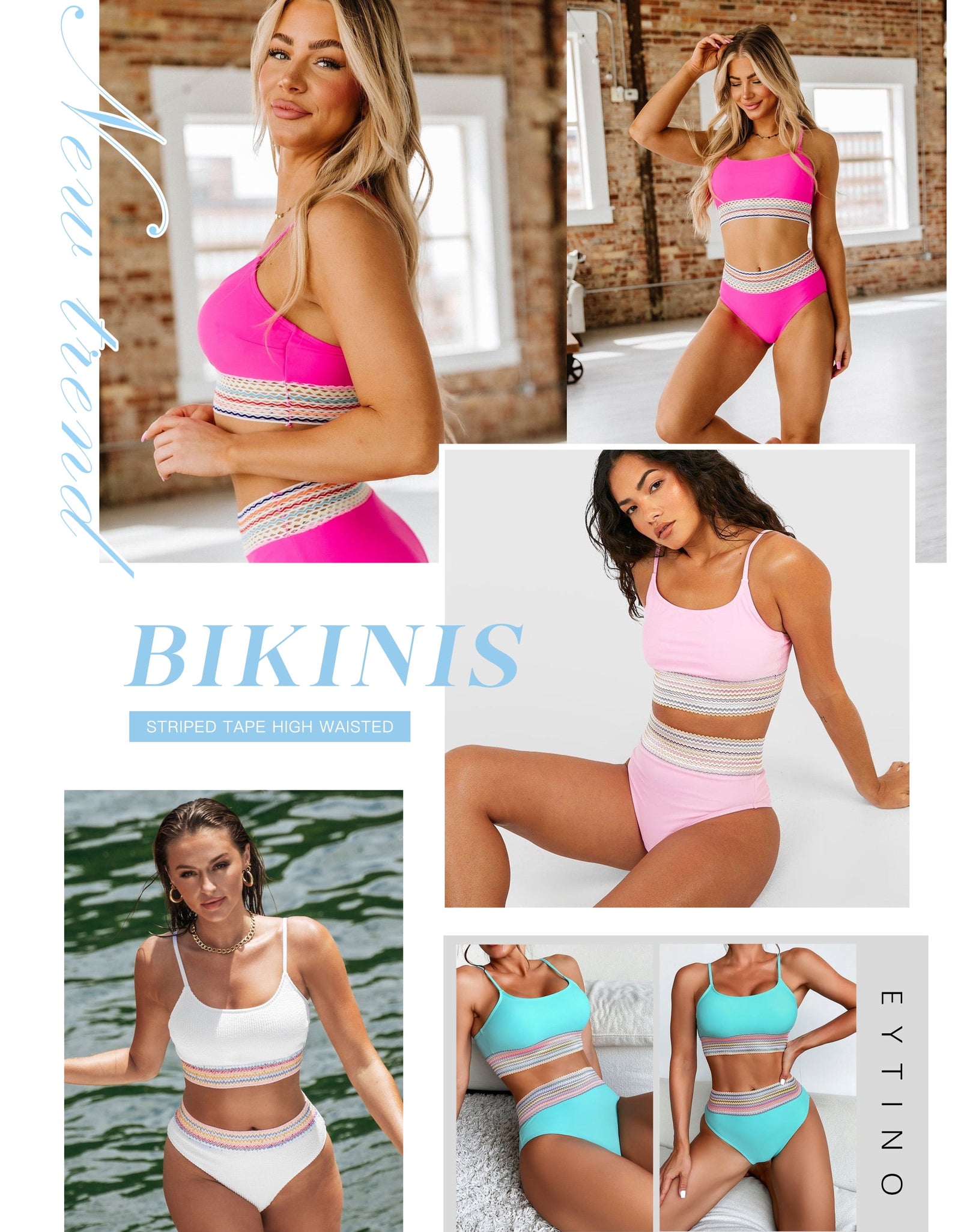 Bikinis for Women High Waisted Bathing Suits for Women Tummy Control Swimsuits Adjustable Shell Strap Bikini Set 2025 Summer Swimwear Navy Blue M