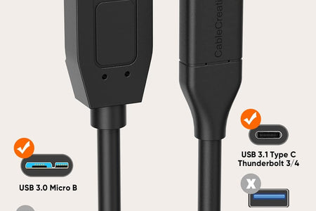 USB C Hard Drive Cable 4FT, USB 3.1 C to Micro B Cable 10Gbps, USB Micro B to USB C to Hard Drive Cable Compatible with Macbook Pro Air Galaxy S5 My Passport Elements Etc, 1.2M Black