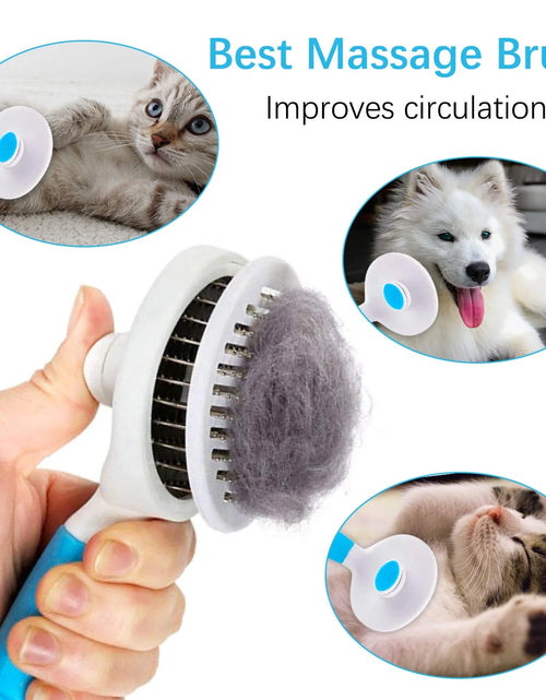 Load image into Gallery viewer, Dog &amp; Cat Grooming Brush, Self Cleaning Slicker Brushes for Dogs Cats Pet Grooming Brush Tool Gently Removes Loose Undercoat, Mats Tangled Hair Slicker Brush for Pet with Flea Comb
