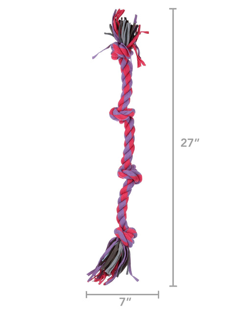 Load image into Gallery viewer, Flossy Chews Cloth 4 Knot Tug Rope Dog Toy, Large, 27", Assorted Colors
