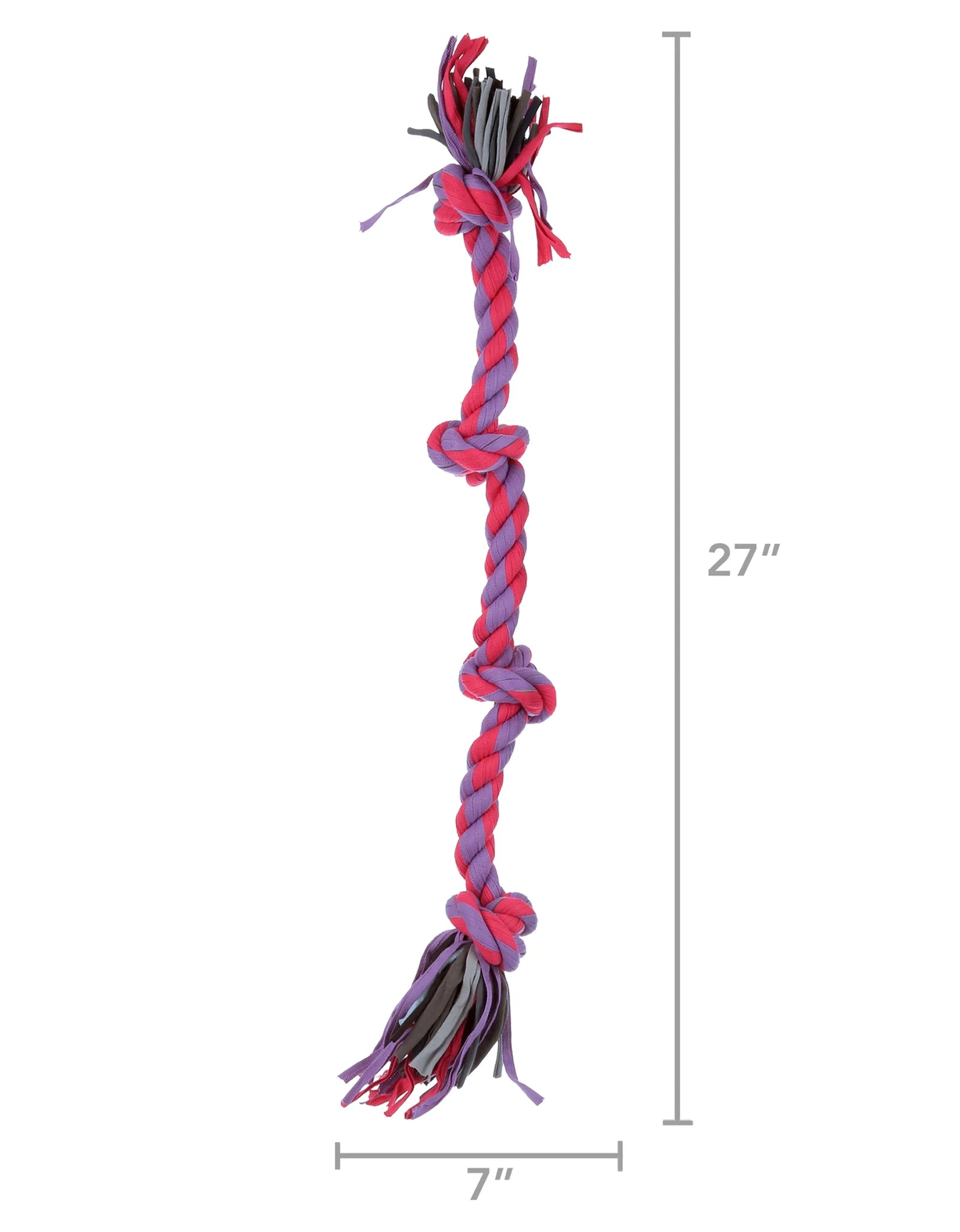 Flossy Chews Cloth 4 Knot Tug Rope Dog Toy, Large, 27", Assorted Colors