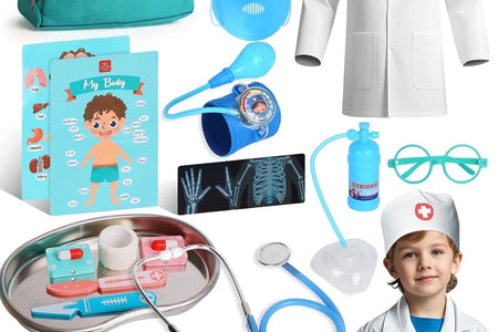 Doctor Kit for Kids Realistic, 36PCS Kids Doctor Kit Wooden, Doctor Pretend Playset
