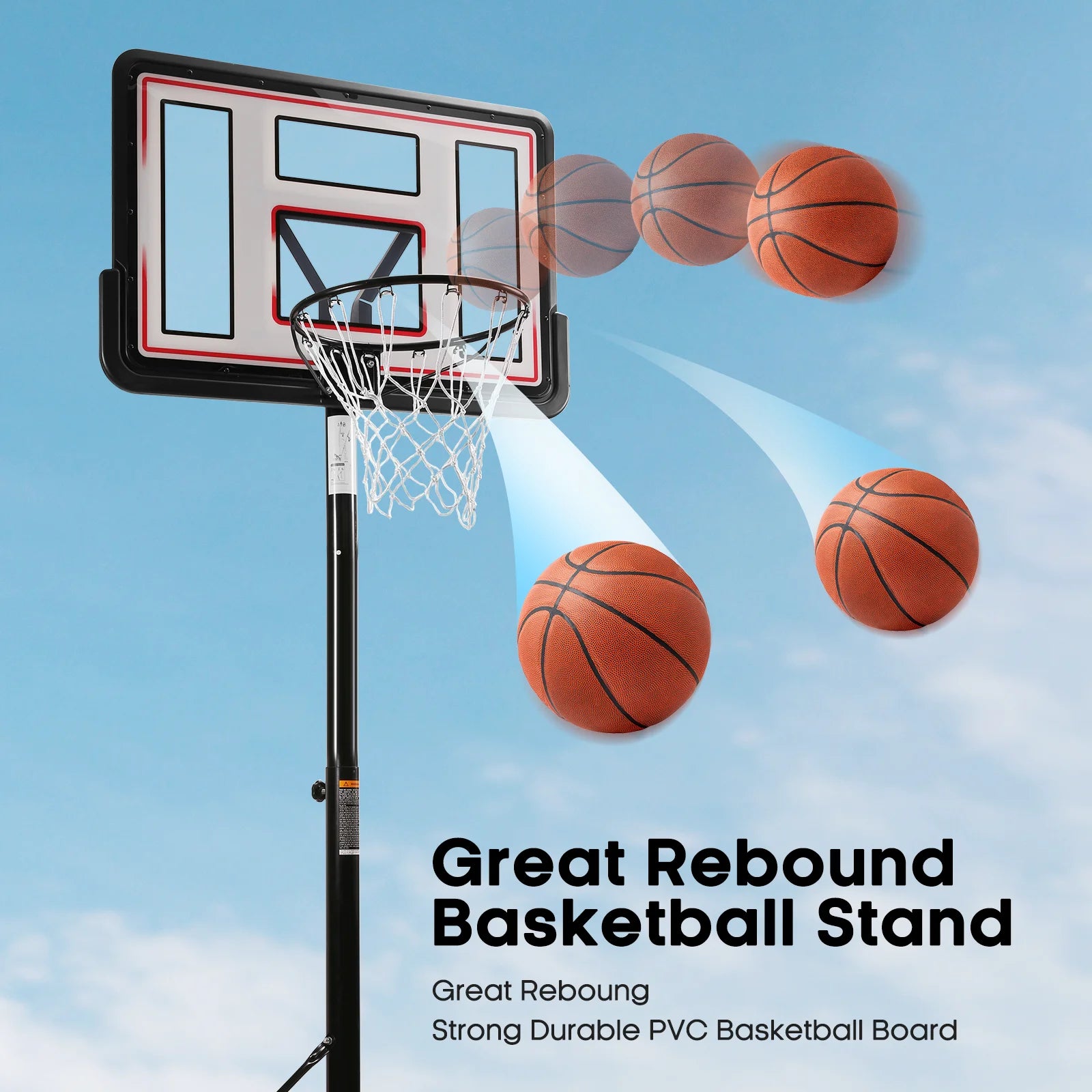 Maxkare 6.56'-10' Altura Ajustable 44" Sistema Basketball Portátil Para Exteriores Duradero (Adulto)
