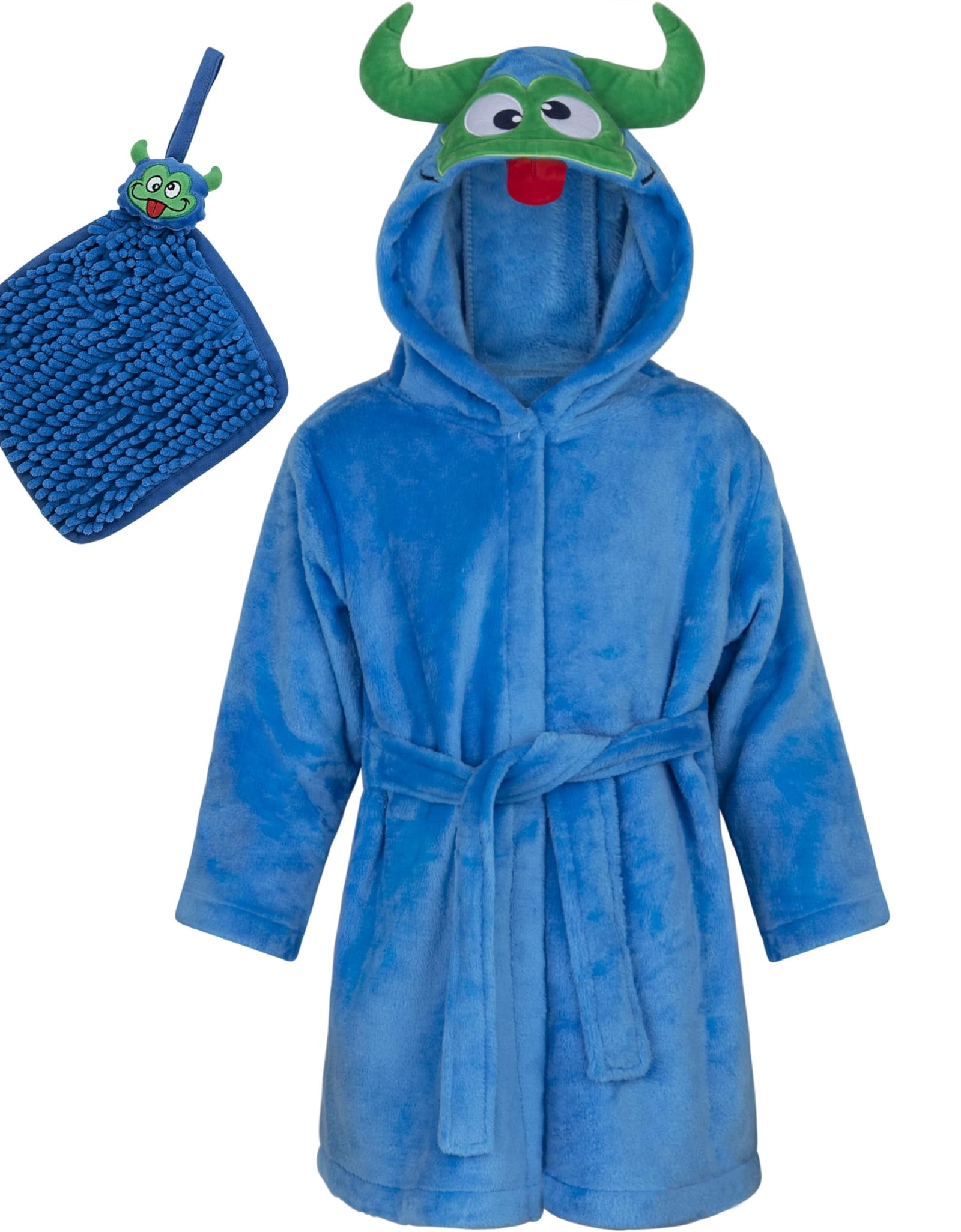 Baby Boy Robe - Soft Plush Bath Towel Robe Spa Set - Baby Bathrobe Towel & Baby Washcloth for Boys - Baby Robe Set 12 - 24 Months (Monster)