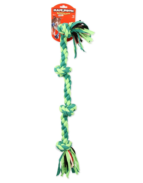 Load image into Gallery viewer, Flossy Chews Cloth 4 Knot Tug Rope Dog Toy, Large, 27", Assorted Colors

