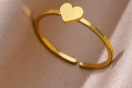 Stainless Steel Rings for Women Aesthetic Heart Gold Color Wedding Ring Vintage Waterproof Wedding Jewelry Prom Accessories Gift