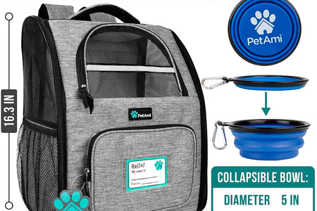 Deluxe Pet Carrier Backpack for Small Cats and Dogs, Puppies | Ventilated Design, Two-Sided Entry, Safety Features and Cushion Back Support | for Travel, Hiking, Outdoor Use