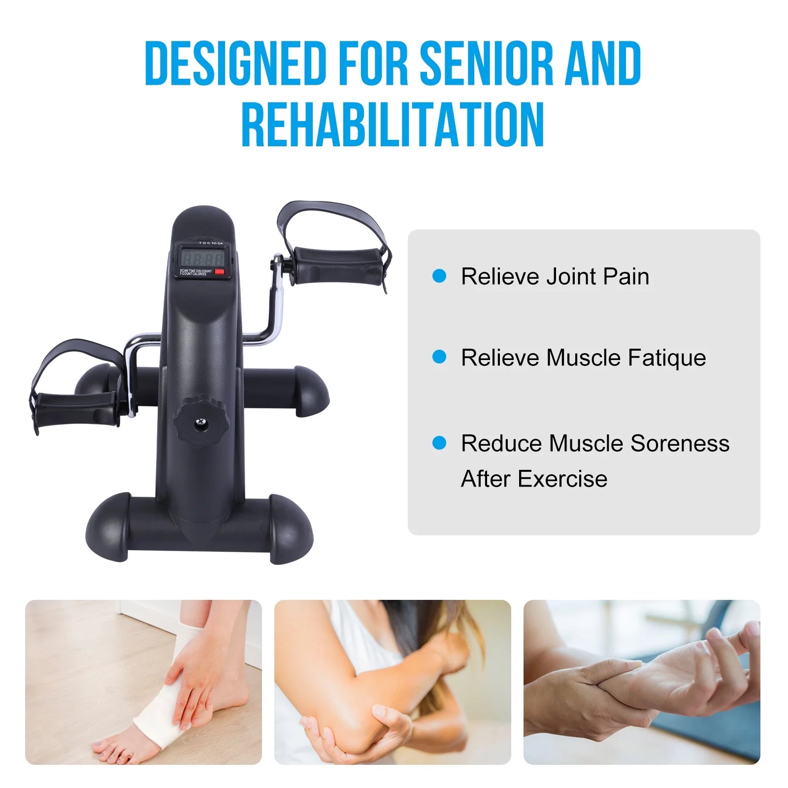 Ejercitador De Pedal De Bicicleta De Escritorio, Ejercicio De Interior De Mini Exercise Bike Stepper, Ejercitador De Pedal De Bicicleta Para Ancianos Debajo Del Equipo De Fitness De Escritorio Con Pantalla LCD